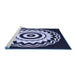 Sideview of Machine Washable Transitional Night Blue Rug, wshpat1960blu