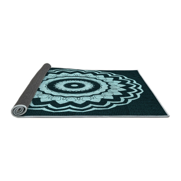 Thickness of Patterned Deep Teal Green Rug, pat1960lblu