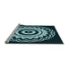 Sideview of Machine Washable Transitional Deep Teal Green Rug, wshpat1960lblu