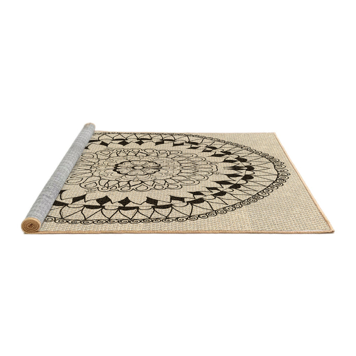 Sideview of Machine Washable Transitional Brown Rug, wshpat1962brn