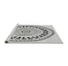 Sideview of Machine Washable Transitional Platinum Gray Rug, wshpat1962gry