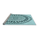 Sideview of Machine Washable Transitional Deep-Sea Green Rug, wshpat1962lblu