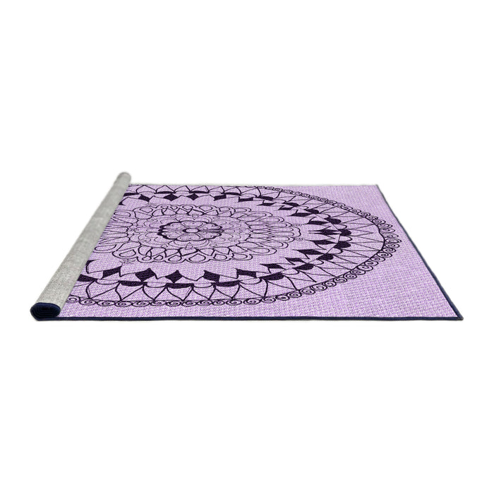 Sideview of Machine Washable Transitional Purple Flower Purple Rug, wshpat1962pur
