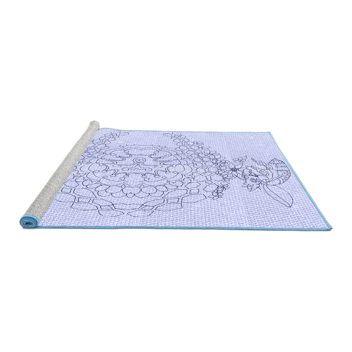 Sideview of Machine Washable Transitional Lavender Blue Rug, wshpat1963blu
