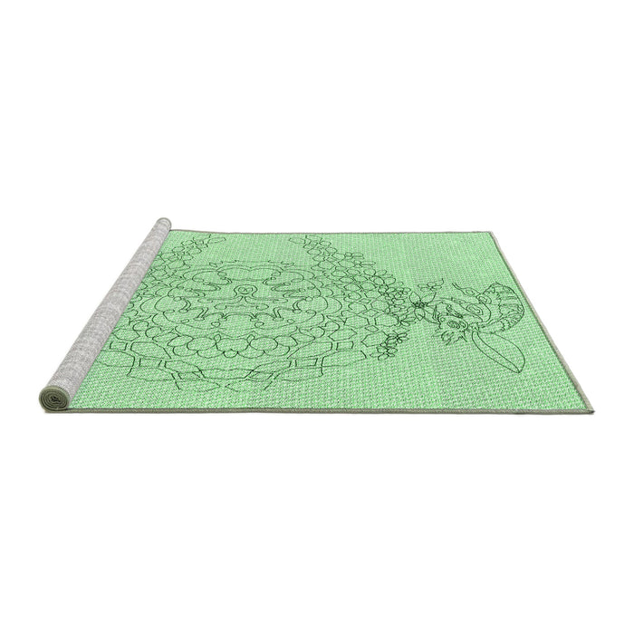 Sideview of Machine Washable Transitional Mint Green Rug, wshpat1963grn