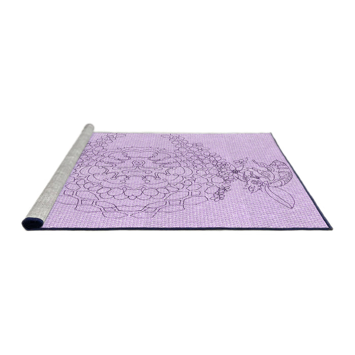 Sideview of Machine Washable Transitional Bright Lilac Purple Rug, wshpat1963pur