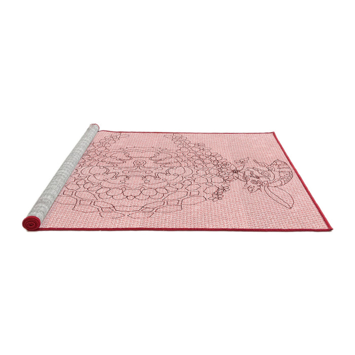 Sideview of Machine Washable Transitional Pastel Red Pink Rug, wshpat1963rd
