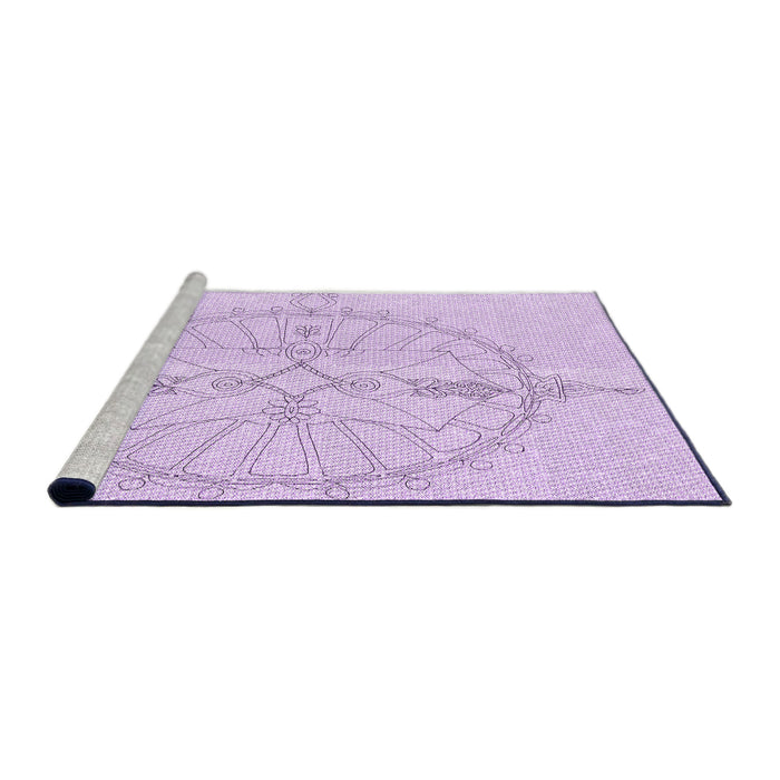 Sideview of Machine Washable Transitional Bright Lilac Purple Rug, wshpat1964pur