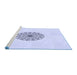 Sideview of Machine Washable Transitional Denim Blue Rug, wshpat1965blu