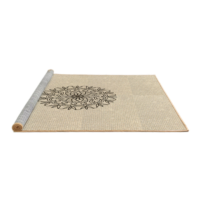 Sideview of Machine Washable Transitional Moccasin Beige Rug, wshpat1965brn