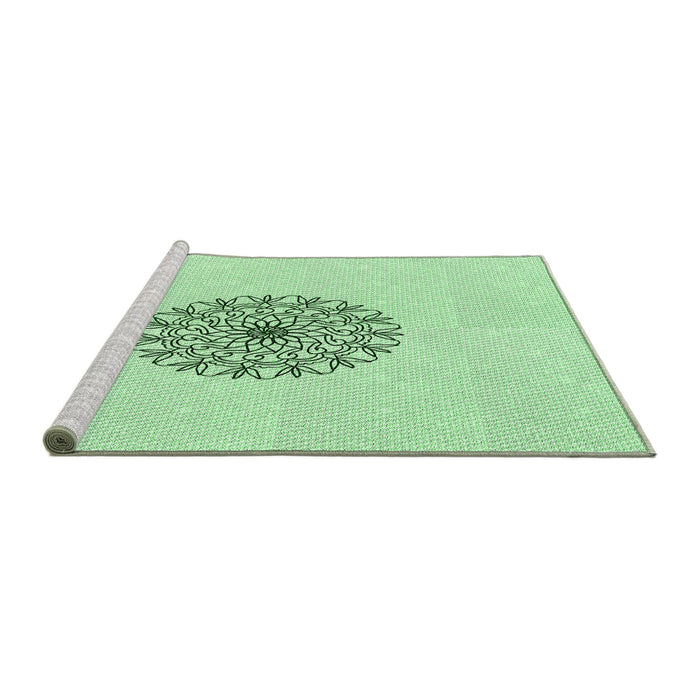 Sideview of Machine Washable Transitional Mint Green Rug, wshpat1965grn