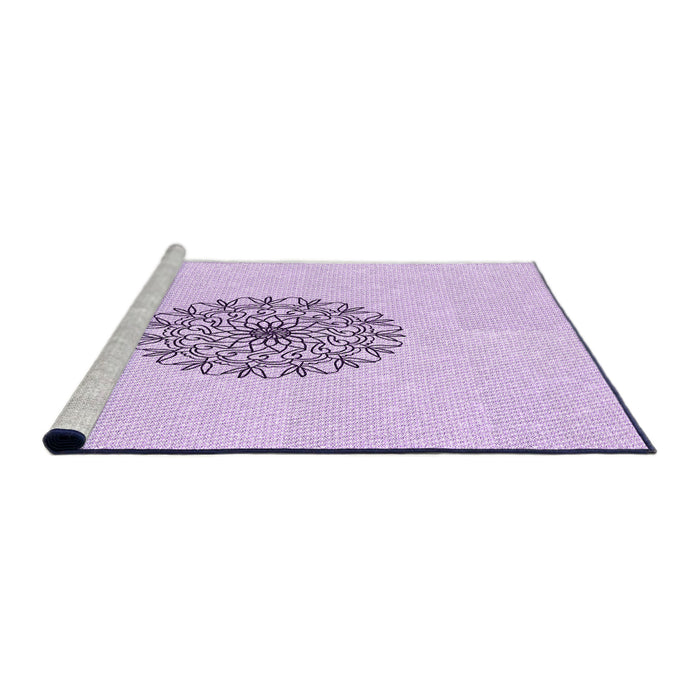 Sideview of Machine Washable Transitional Bright Lilac Purple Rug, wshpat1965pur