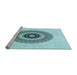 Sideview of Machine Washable Transitional Electric Blue Rug, wshpat1966lblu