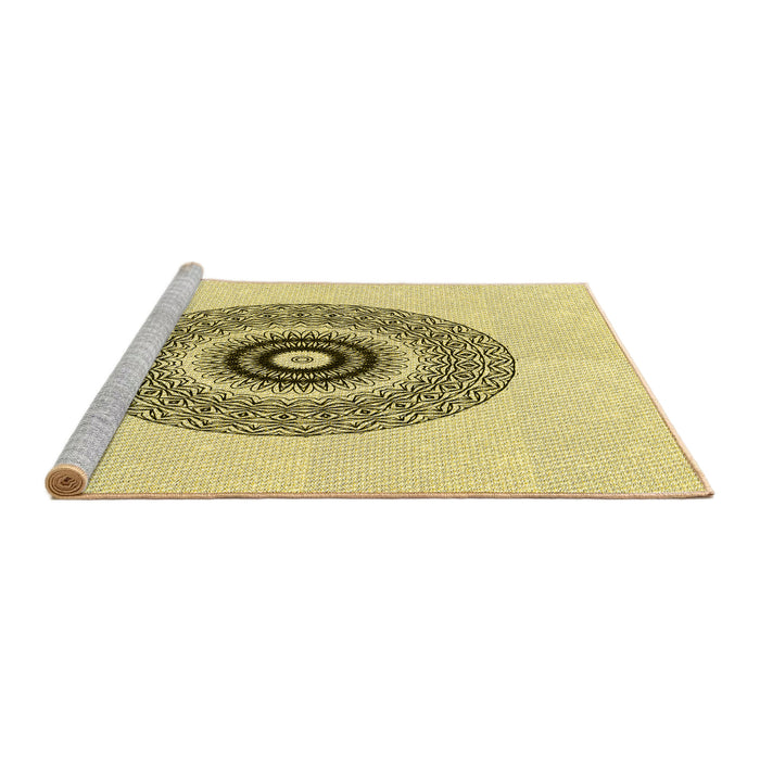 Sideview of Machine Washable Transitional Sun Yellow Rug, wshpat1966yw