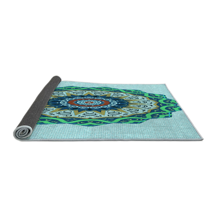 Thickness of Patterned Deep-Sea Green Rug, pat1967lblu