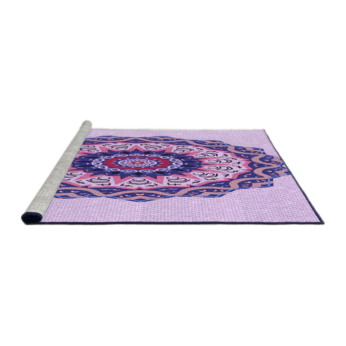 Sideview of Machine Washable Transitional Blossom Pink Rug, wshpat1967pur