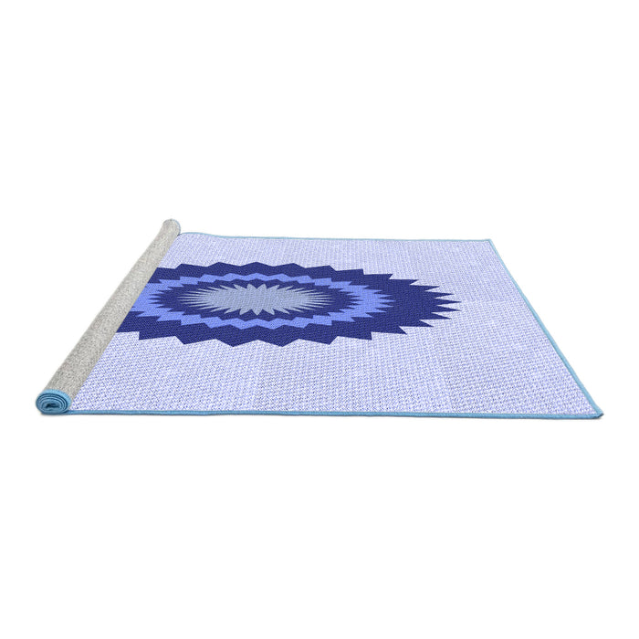 Sideview of Machine Washable Transitional Lavender Blue Rug, wshpat1968blu