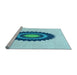 Sideview of Machine Washable Transitional Blue Rug, wshpat1968lblu