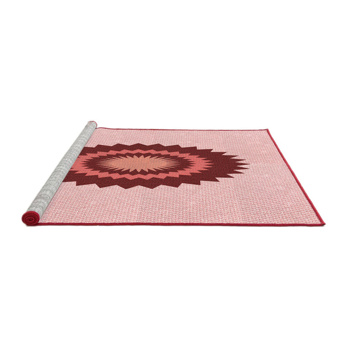 Sideview of Machine Washable Transitional Red Rug, wshpat1968rd