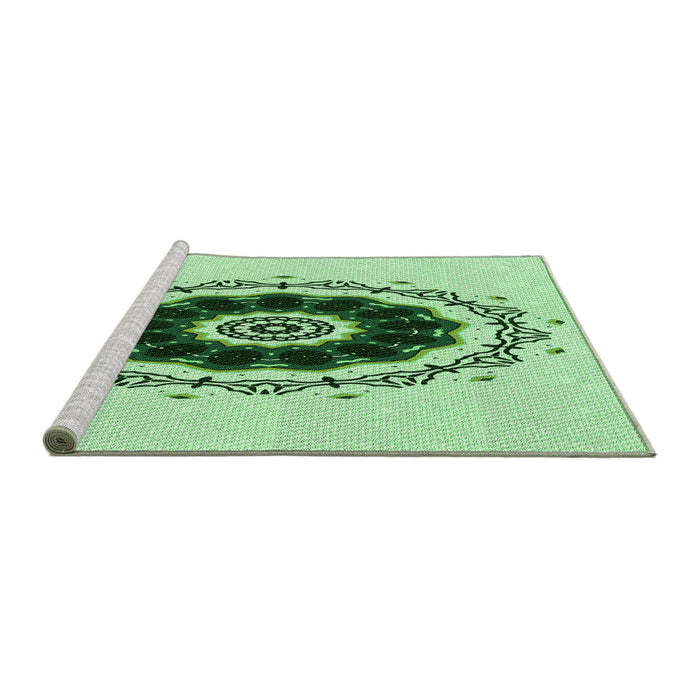 Sideview of Machine Washable Transitional Mint Green Rug, wshpat1969grn