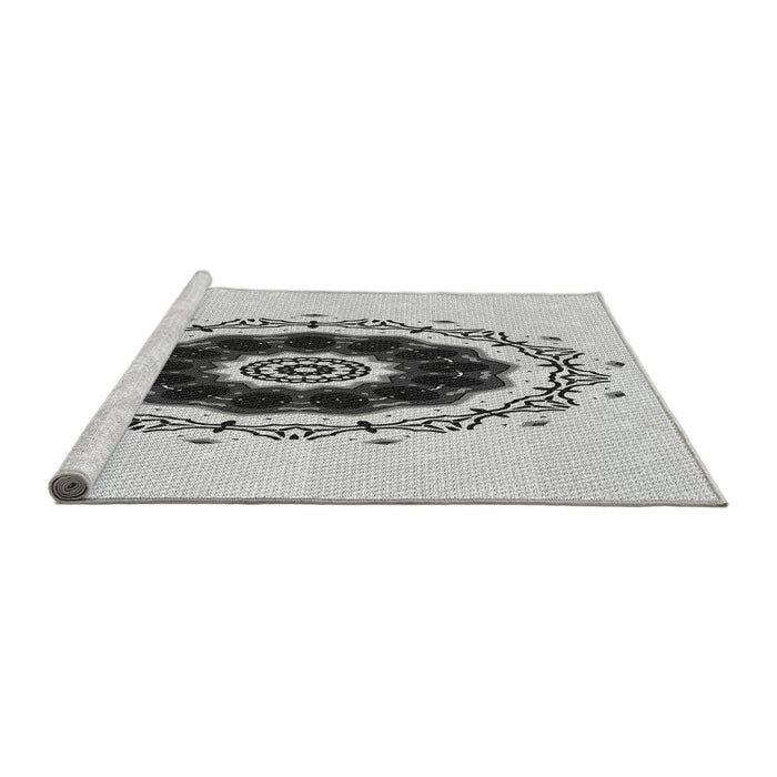 Sideview of Machine Washable Transitional Platinum Gray Rug, wshpat1969gry