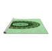 Sideview of Machine Washable Transitional Green Rug, wshpat1970grn