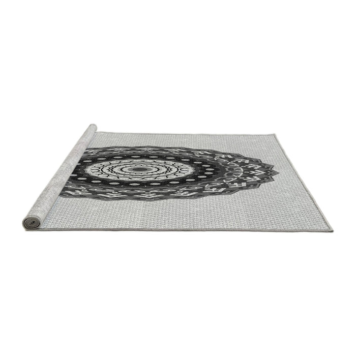 Sideview of Machine Washable Transitional Platinum Gray Rug, wshpat1970gry