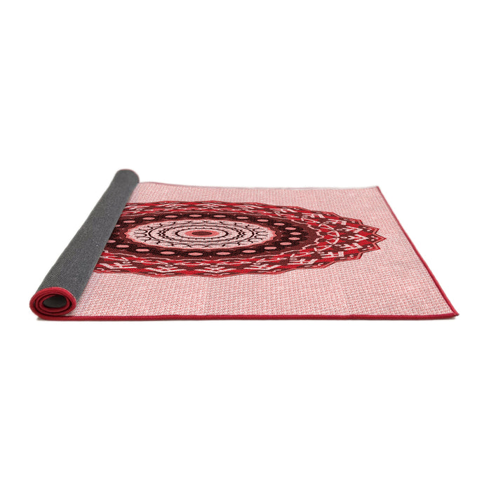 Thickness of Patterned Light Red Pink Rug, pat1970rd