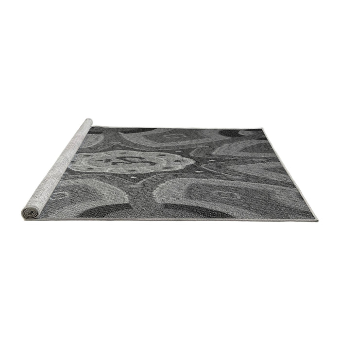 Sideview of Machine Washable Transitional Gunmetal Gray Rug, wshpat1971gry
