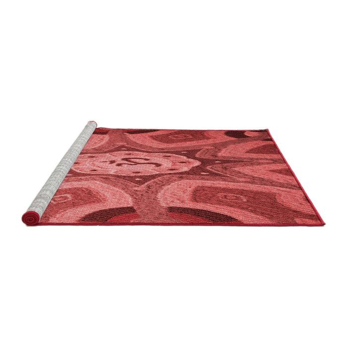 Sideview of Machine Washable Transitional Red Rug, wshpat1971rd