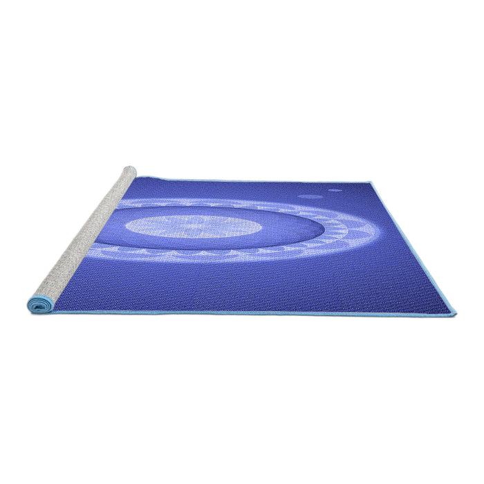 Sideview of Machine Washable Transitional Sky Blue Rug, wshpat1972blu