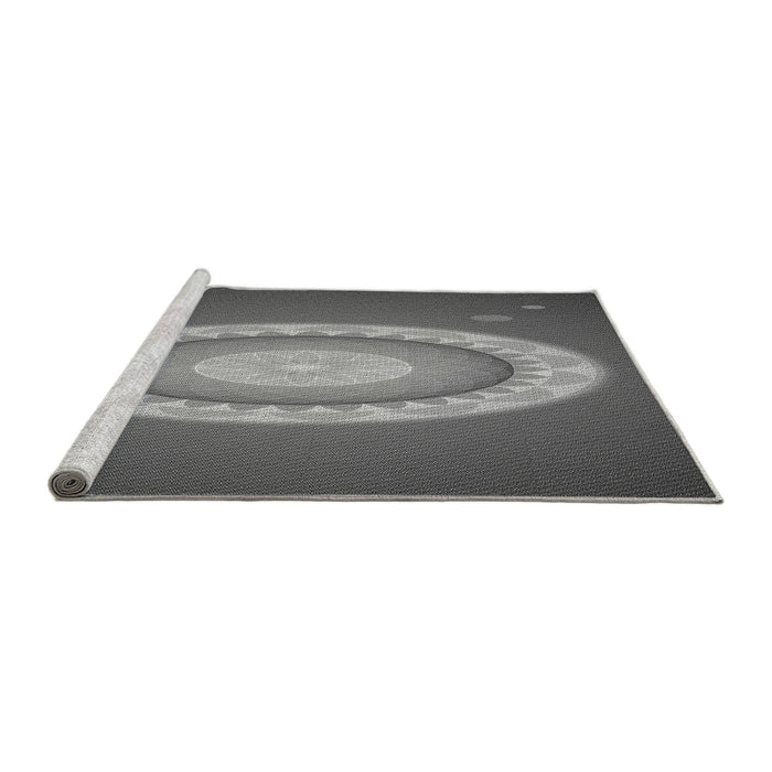 Sideview of Machine Washable Transitional Gunmetal Gray Rug, wshpat1972gry