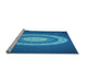 Sideview of Machine Washable Transitional Blue Rug, wshpat1972lblu