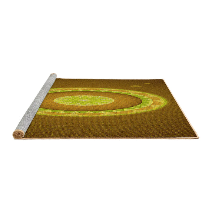 Sideview of Machine Washable Transitional Saddle Brown Rug, wshpat1972yw