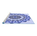 Sideview of Machine Washable Transitional Blue Rug, wshpat1973blu