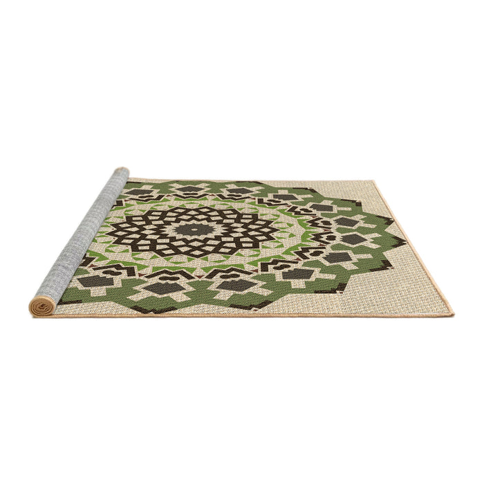 Sideview of Machine Washable Transitional Khaki Gold Rug, wshpat1973brn