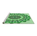 Sideview of Machine Washable Transitional Light Green Rug, wshpat1973grn