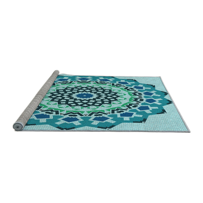 Sideview of Machine Washable Transitional Blue Ivy Blue Rug, wshpat1973lblu