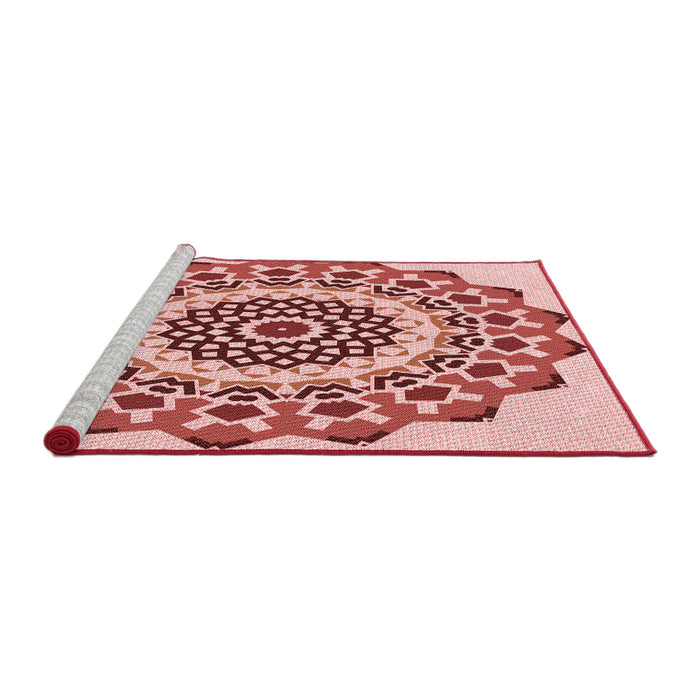 Sideview of Machine Washable Transitional Red Rug, wshpat1973rd