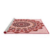 Sideview of Machine Washable Transitional Red Rug, wshpat1973rd