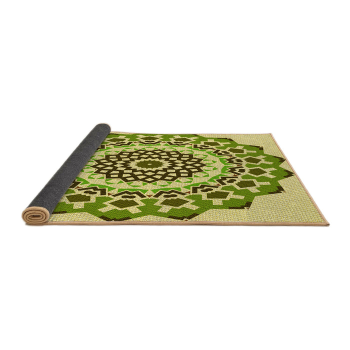 Thickness of Patterned Olive Green Rug, pat1973yw