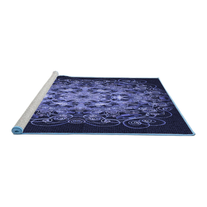 Sideview of Machine Washable Transitional Night Blue Rug, wshpat1974blu