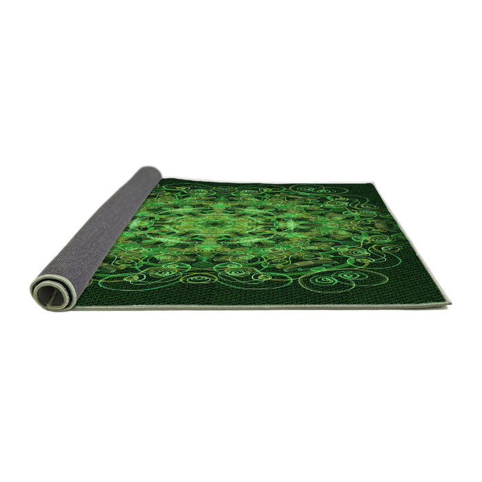 Thickness of Patterned Dark Lime Green Rug, pat1974grn