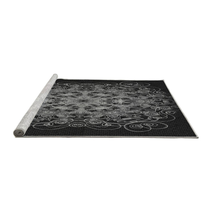 Sideview of Machine Washable Transitional Midnight Gray Rug, wshpat1974gry
