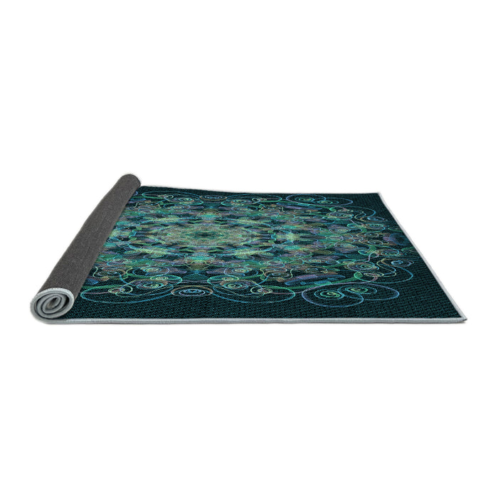Thickness of Patterned Deep-Sea Green Rug, pat1974lblu