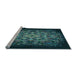 Sideview of Machine Washable Transitional Deep-Sea Green Rug, wshpat1974lblu