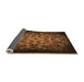 Thickness of Patterned Black Brown Rug, pat1974org
