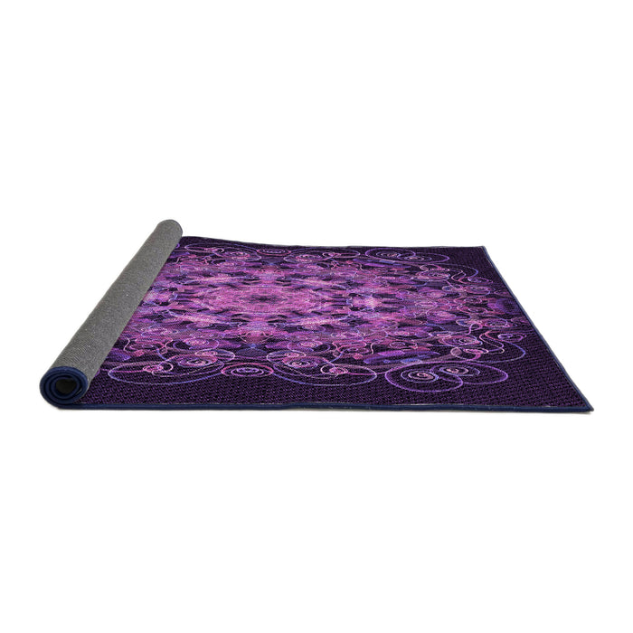 Thickness of Patterned Dark Orchid Purple Rug, pat1974pur