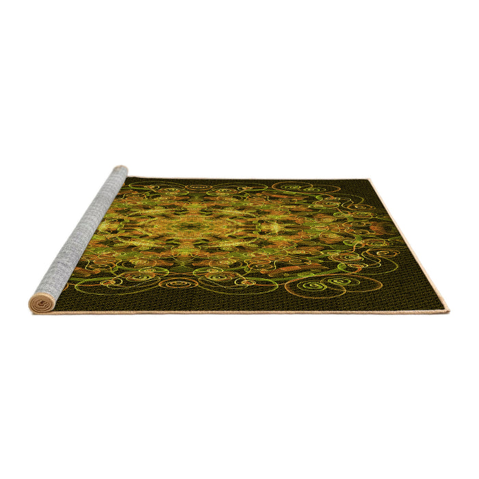 Sideview of Machine Washable Transitional Black Brown Rug, wshpat1974yw