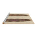 Sideview of Machine Washable Transitional Vanilla Gold Rug, wshpat1975brn